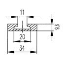 Rail darrimage Airline aluminium L 2998 mm percé, L 34 mm, H 9,6 mm