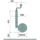AL-KO roue de support jante en acier en caoutchouc plein 200x50, 150 kg