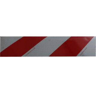 Marquage davertissement rouge / blanc 141 mm x 45,7 m pointant vers la gauche